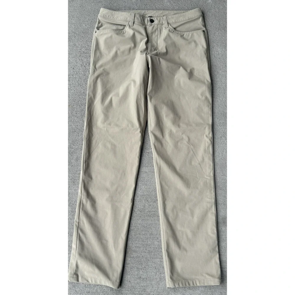 Lululemon ABC Mens Pants Beige Casual‎ Straight Leg 5 Pocket Stretch Size 32